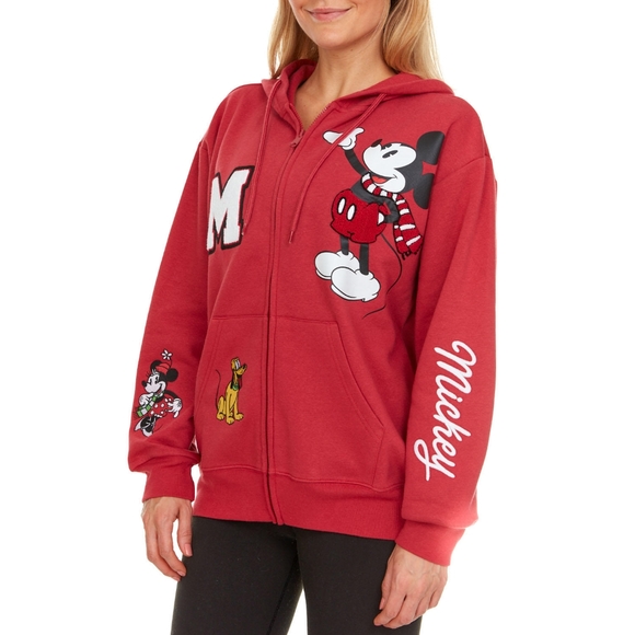 NWT Licensed Ladies Character MICKEY MOUSE Holiday Full Zip Up Hoodie Jacket L - Picture 7 of 11